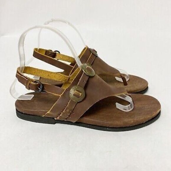 Anthropologie Musse & Cloud Miah Genuine Leather Slingback Thong Sandals 10 - Picture 1 of 5